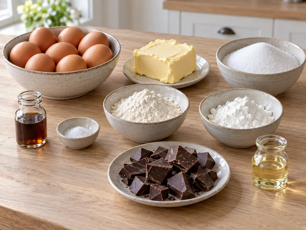 Eier, Butter, Zucker, Mehl, Stärke und weitere Zutaten für Baumkuchen
