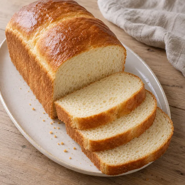 Selbst gebackenes Toastbrot mit goldbrauner Kruste und feinporigen Scheiben