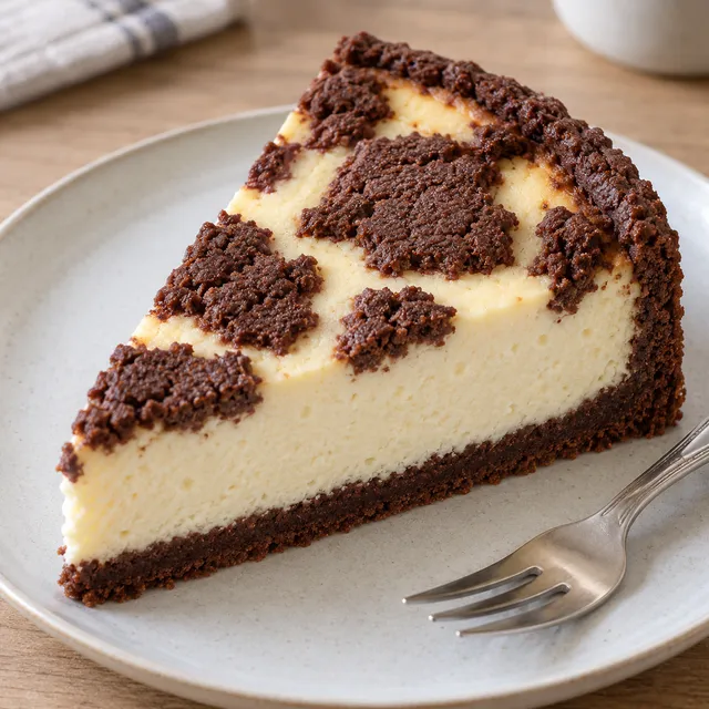 Russischer Zupfkuchen mit dunklem Kakaoboden, heller Quarkfüllung und Teigzupfen