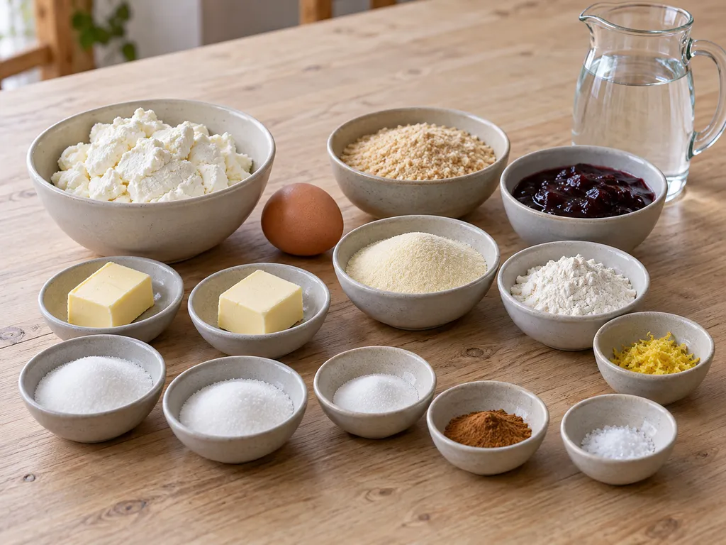 Quark, Ei, Butter, Grieß, Mehl und weitere Zutaten für Topfenknödel